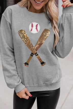 Sequin Baseball Long Sleeve Sweatshirt