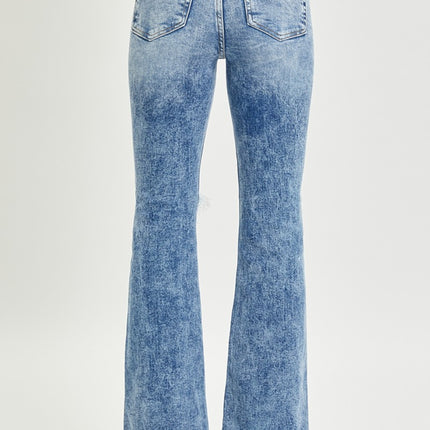 RISEN Full Size High Rise Distressed Flare Jeans