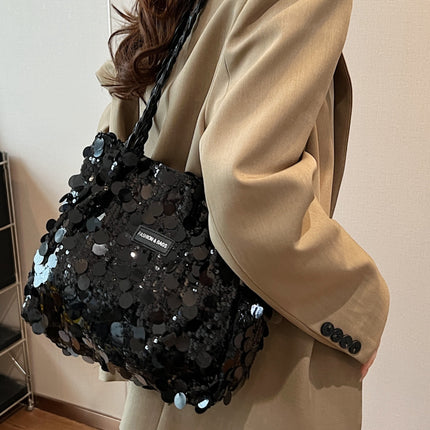 Sequin Braided Strap Shoulder Bag