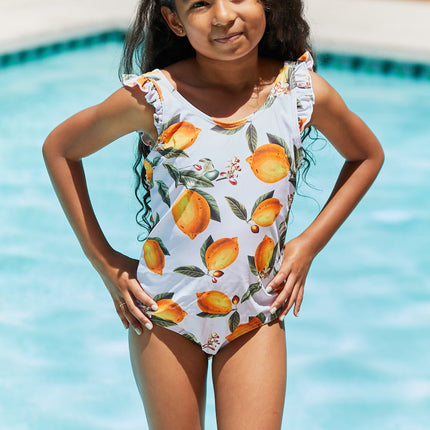 Marina West Swim Float On Ruffled One-Piece in Citrus Orange