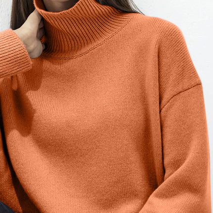 Turtleneck Drop Shoulder Long Sleeve Sweater