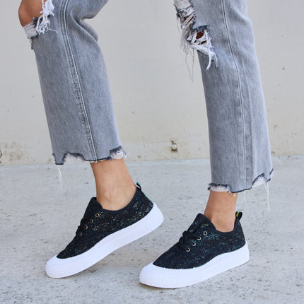 Forever Link Sequin Lace-Up Platform Sneakers