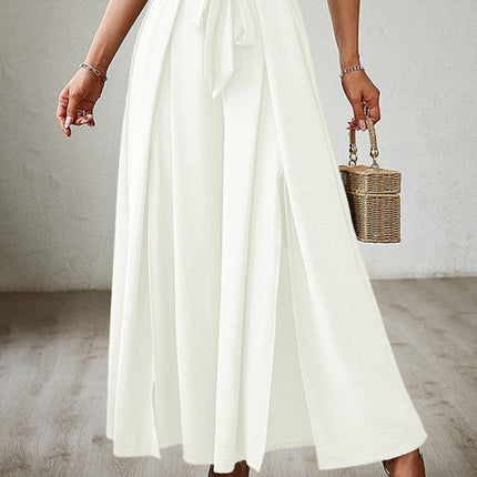 Tied Slit Wide Leg Pants