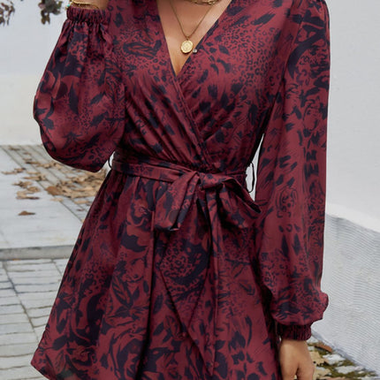 Tied Surplice Long Sleeve Romper