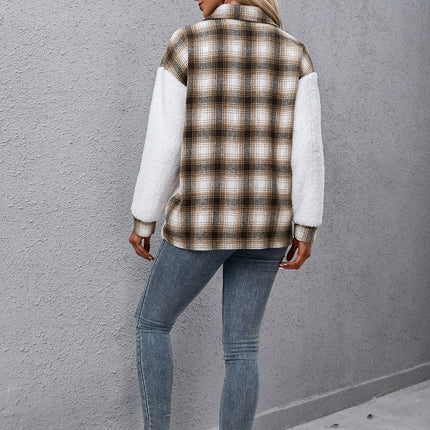 Ivy Lane Plaid Collared Neck Button Down Jacket