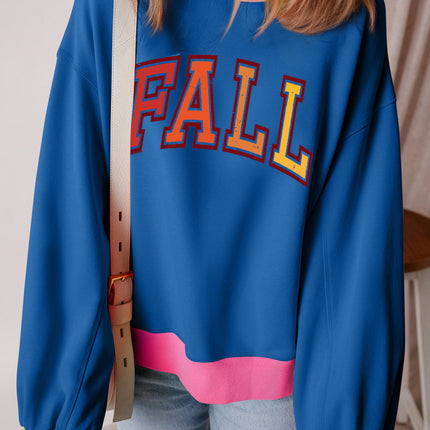 Letter Graphic Contrast Long Sleeve Sweatshirt