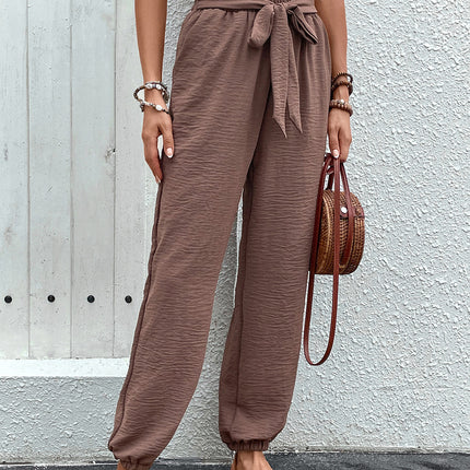 Tied High Waist Pants with Pockets