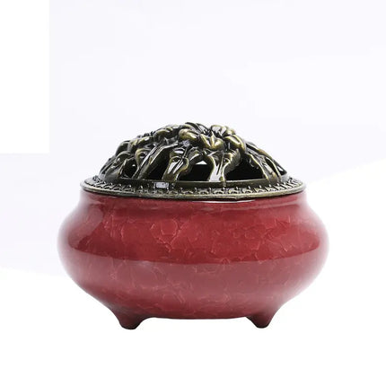 Fashion Lucky Home Decoration for Incense Black Glaze Disc Censer Ceramic Incense Burner Incense Seat Indoor Household