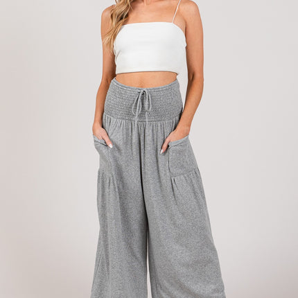 SAGE + FIG Drawstring Smocked High Waist Pants