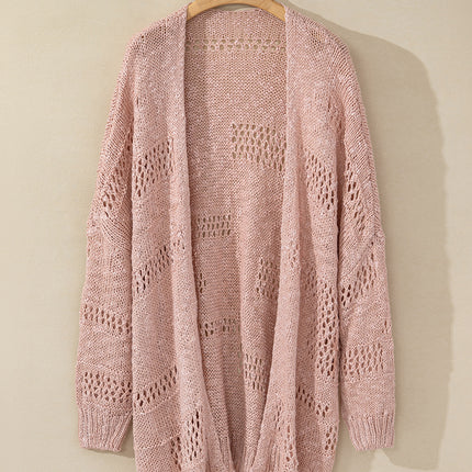 Openwork Open Front Long Sleeve Cardigan