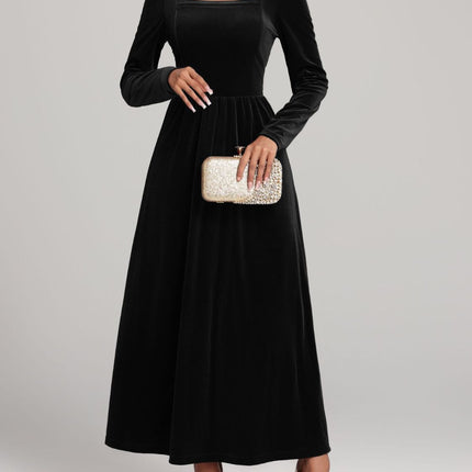 Velvet Square Neck Long Sleeve Dress