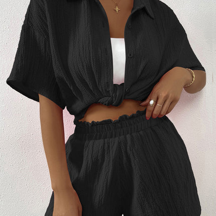 Button Up Half Sleeve Top and Shorts Set