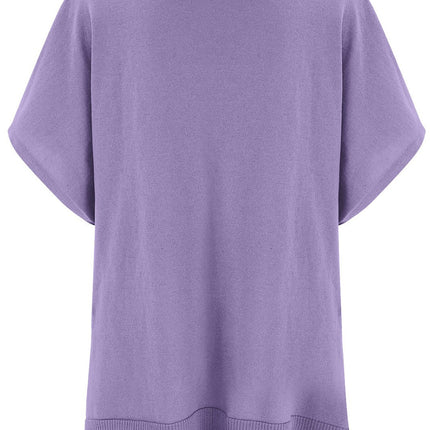Slit V-Neck Half Sleeve Knit Top