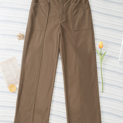 Half Elastic Waist Straight Pants