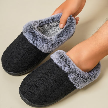 Cable-Knit Fluff Round Toe Slippers