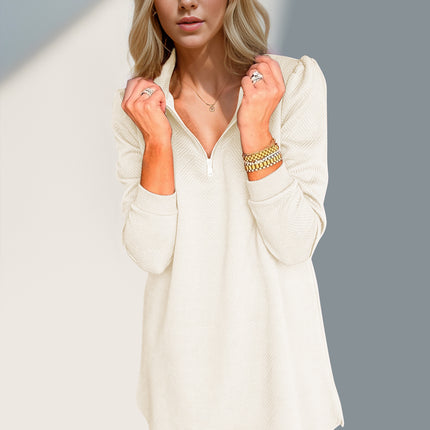 Double Take Textured Quarter Zip Long Sleeve Dress - Vickie Lynn's