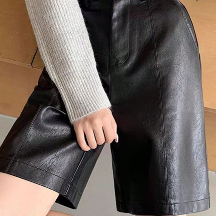 PU Leather High Rise Shorts