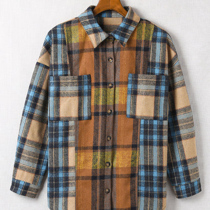 Plaid Collared Neck Long Sleeve Shirt