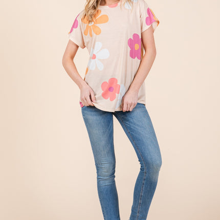 BOMBOM Floral Short Sleeve T-Shirt