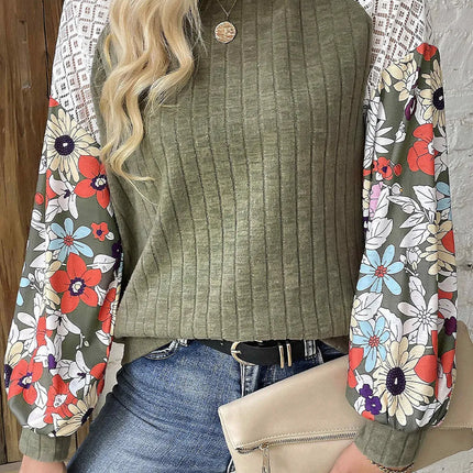 Printed Round Neck Long Sleeve Top