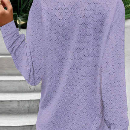 Eyelet Notched Long Sleeve T-Shirt