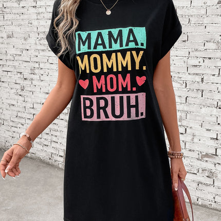 Letter Graphic Short Sleeve Mini Tee Dress