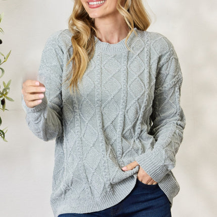 BiBi Cable Knit Round Neck Sweater