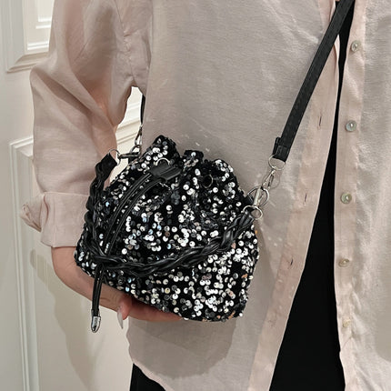 Sequin Drawstring Bucket Bag