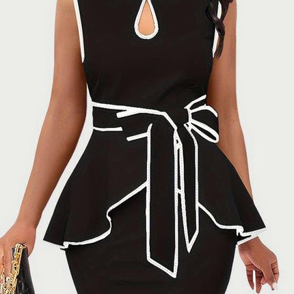 Plus Size Cutout Contrast Sleeveless Dress