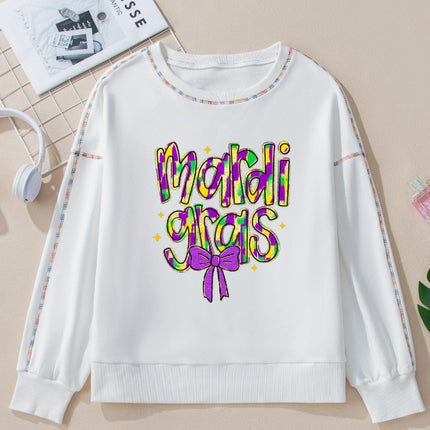 MARDI GRAS Round Neck Long Sleeve Sweatshirt