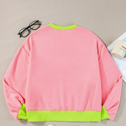 Contrast Round Neck Long Sleeve Sweatshirt