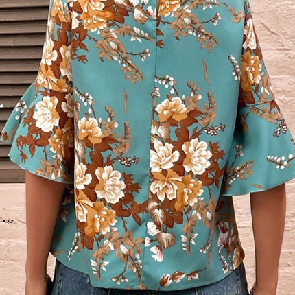 Printed Round Neck Half Sleeve Blouse