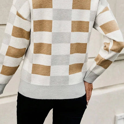 Color Block Round Neck Sweater