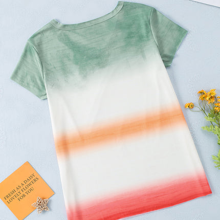 Double Take Tie-Dye V-Neck Short Sleeve Tee