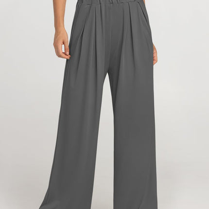 Elastic Waist Wide Leg Pants