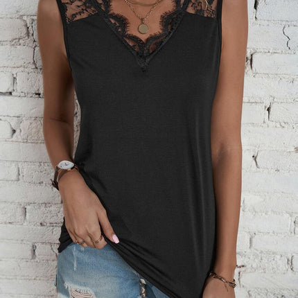 Lace Detail V-Neck Tank