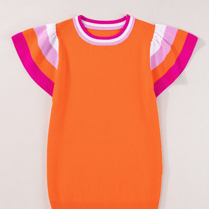 Color Block Round Neck Knit Top