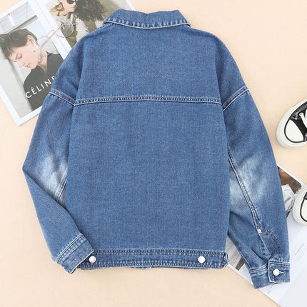 Collared Neck Button Up Denim Jacket