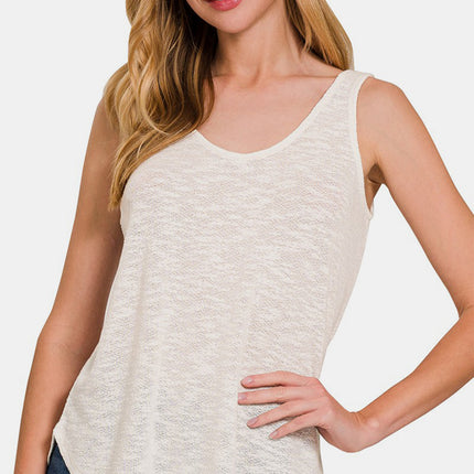 Zenana Curved Hem Round Neck Tank