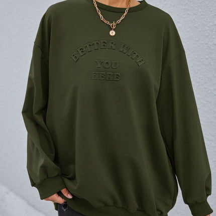 Stereoscopic Letter Round Neck Long Sleeve Sweatshirt