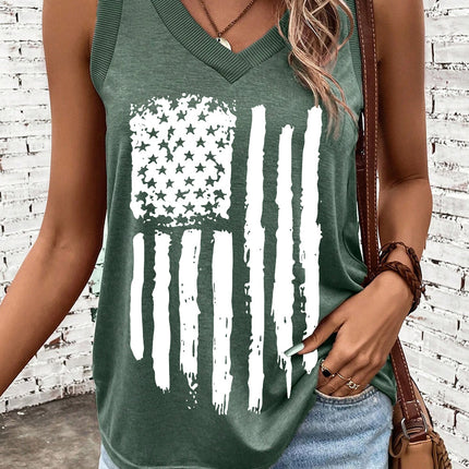 US Flag V-Neck Tank