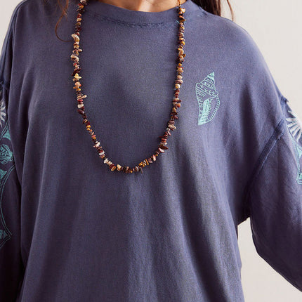 Embroidered Round Neck Long Sleeve Sweatshirt