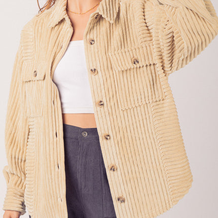 Button Up Long Sleeve Corduroy Jacket