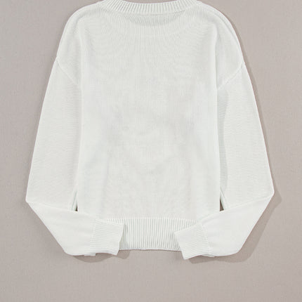 XOXO Round Neck Drop Shoulder Sweater