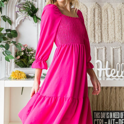 Reborn J Smocked Ruffle Hem Dress