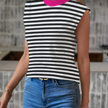 Striped Mock Neck Tank