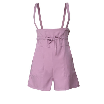 Drawstring Wide Strap Overalls with Pockets