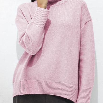 Turtleneck Drop Shoulder Long Sleeve Sweater