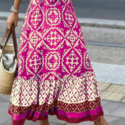 Geometric Elastic Waist Maxi Skirt