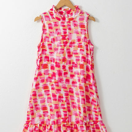 Printed Mock Neck Sleeveless Dress